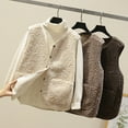 thumbnail image 1 of Hvyesh Fuzzy Fleece Vest for Women Winter Fleece Lined Sleeveless Jacket Warm V Neck Sherpa Vest Outwear Khaki, 1 of 4