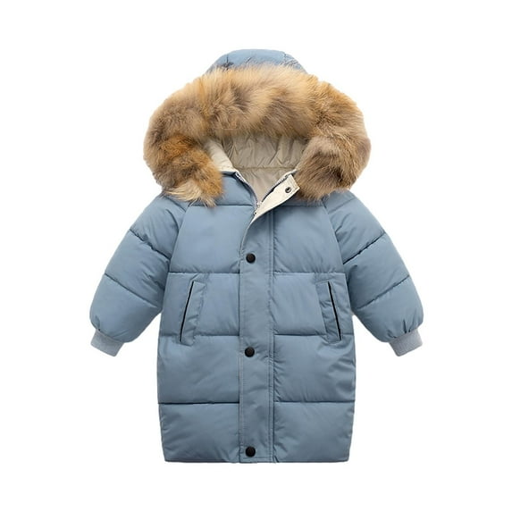 Hvyesh Girls and Toddlers' Long Quilted Puffer Coat with Trimmed Hood Outerwear Warm Parka Jacket Fall/Winter Long Coats Snowsuit for Girls