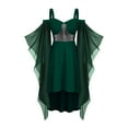 thumbnail image 1 of Hvyesh Gothic Dress Women Mesh Patchwork Cold Shoulder Medieval Long Dress Butterfly Sleeve Renaissance Dress, 1 of 6