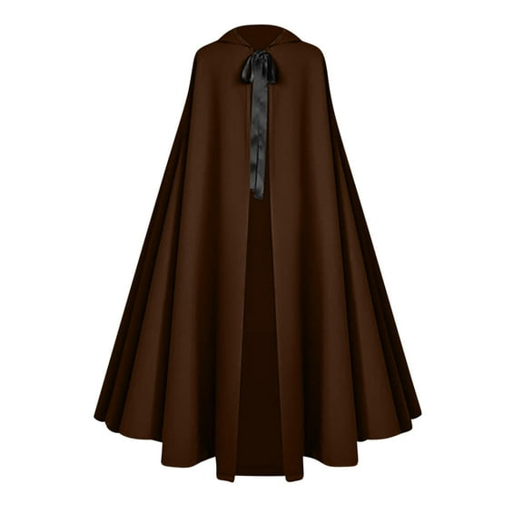 Hvyesh Gothic Steampunk Cloak Medieval Renaissance Hooded Cape Trendy Role-playing Halloween Stage Capelet with Hood