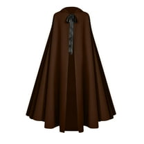 Hvyesh Gothic Steampunk Cloak Medieval Renaissance Hooded Cape Trendy Role-playing Halloween Stage Capelet with Hood