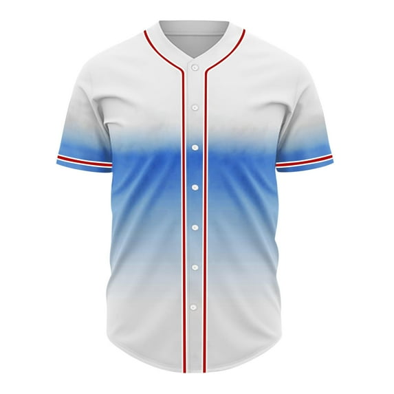 Hvyesh Gradient Baseball Jersey Hip Hop Button Down Shirts Stitched Personalized Name Number for Men Boys Uniform Personalized Baseball Shirts