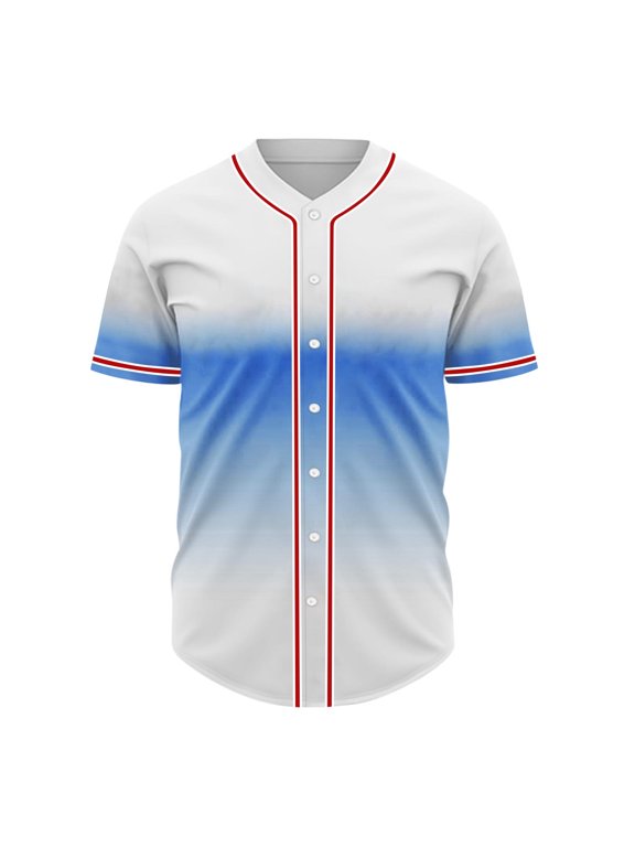 Gradient Baseball Jersey Hip Hop Button Down Shirts Stitched Personalized Name Number for Men Boys Uniform Personalized Baseball Shirts