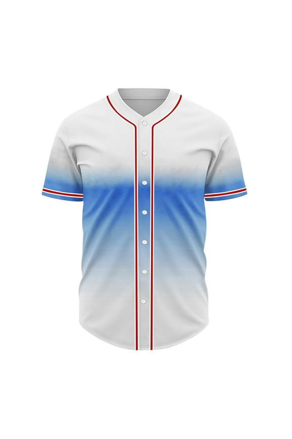 Gradient Baseball Jersey Hip Hop Button Down Shirts Stitched Personalized Name Number for Men Boys Uniform Personalized Baseball Shirts