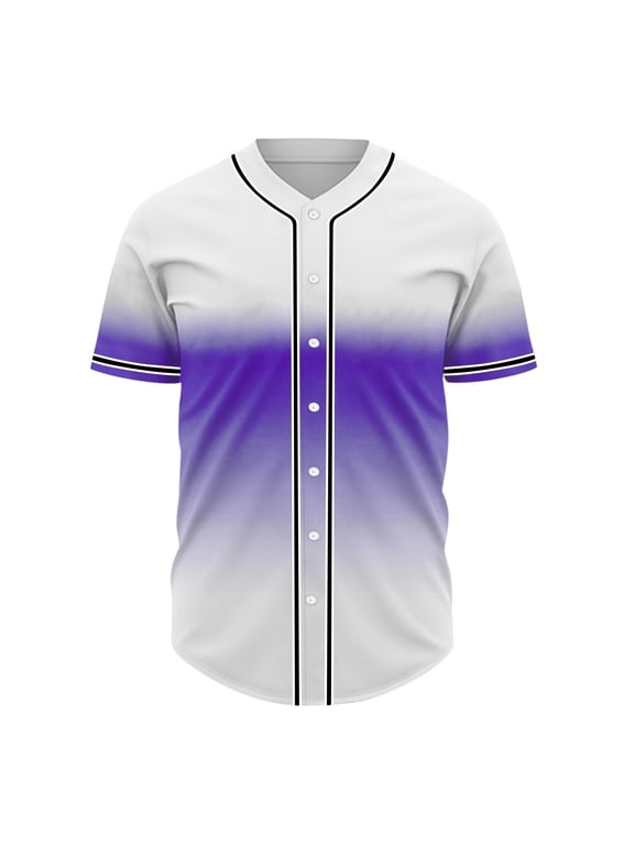 Gradient Baseball Jersey Hip Hop Button Down Shirts Stitched Personalized Name Number for Men Boys Uniform Personalized Baseball Shirts
