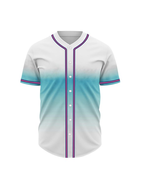 Gradient Baseball Jersey Hip Hop Button Down Shirts Stitched Personalized Name Number for Men Boys Uniform Personalized Baseball Shirts