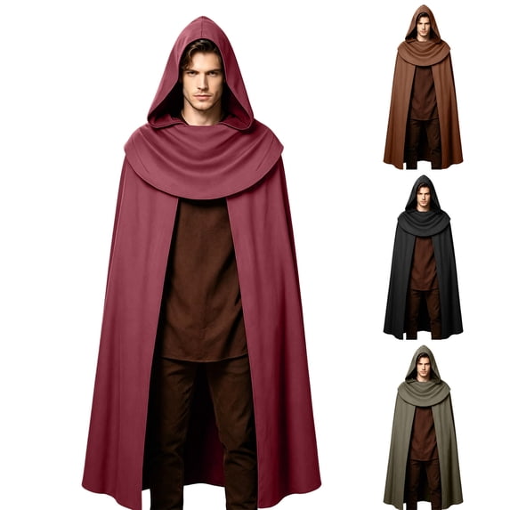 Hvyesh Halloween Cloak With Hood Renaissance Cape Adult Full Length Medieval Cloak Party Wizard Cosplay Cloaks