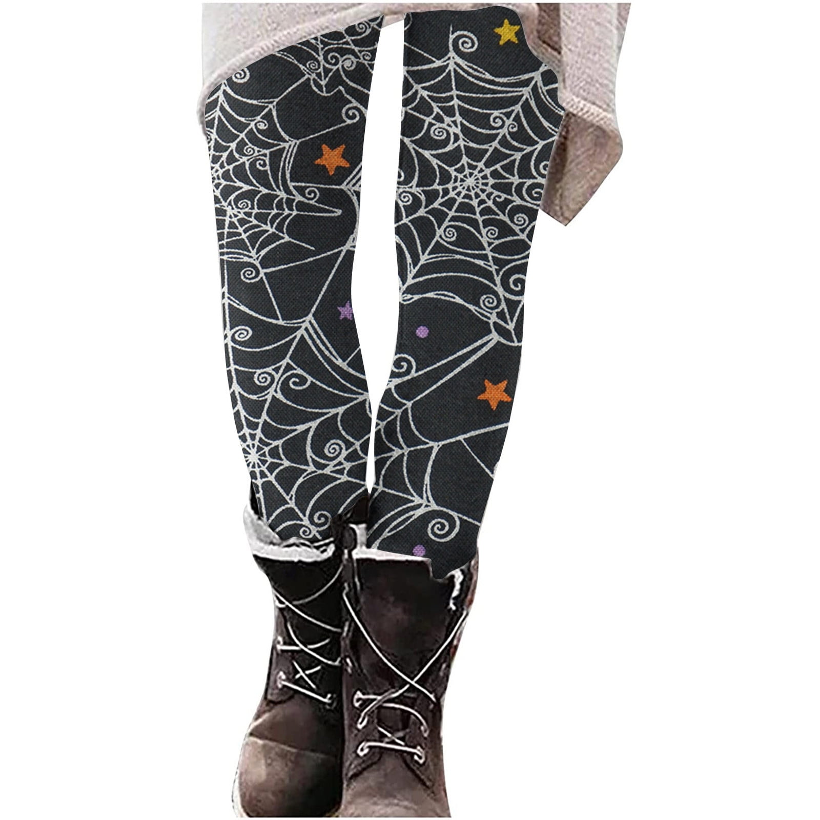 Hvyesh Halloween Leggings for Women Spider Web Print Stretch Legging Pants  Comfy Ankle Length High Waist Tight Fall Winter Slimming Pants 