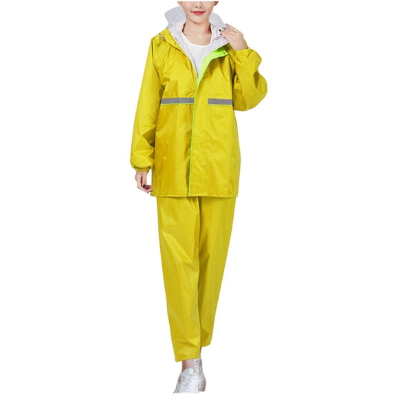 Hvyesh Hi-Vis Reflective Safety Rain Jacket and Pants for Men Women Waterproof Rain Gears for Farming Fishing Work HV Rain Suit