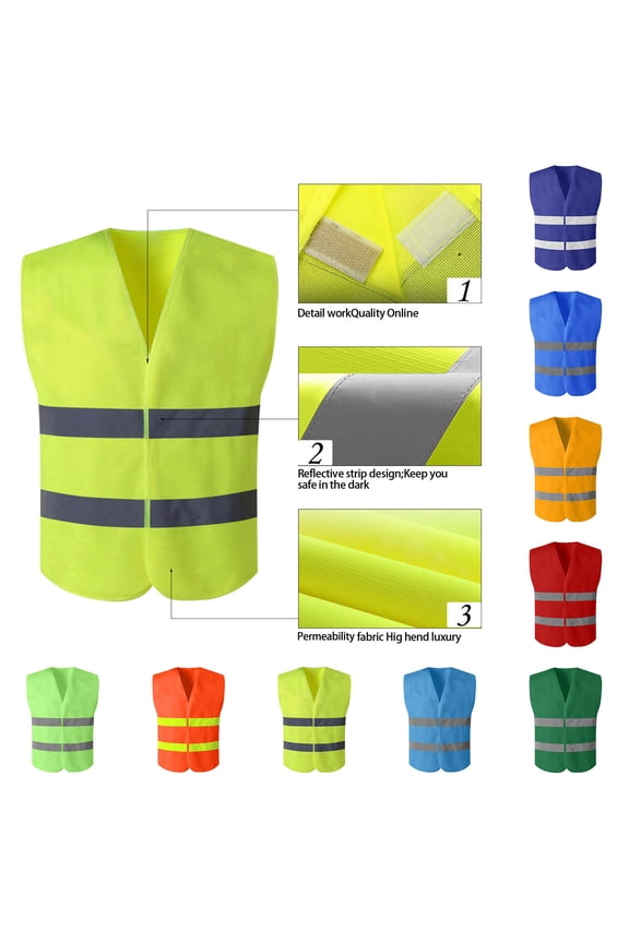 High Visibility Safety Vest Mens Reflective Sleeveless Tops Night Workwear Reflective Vest