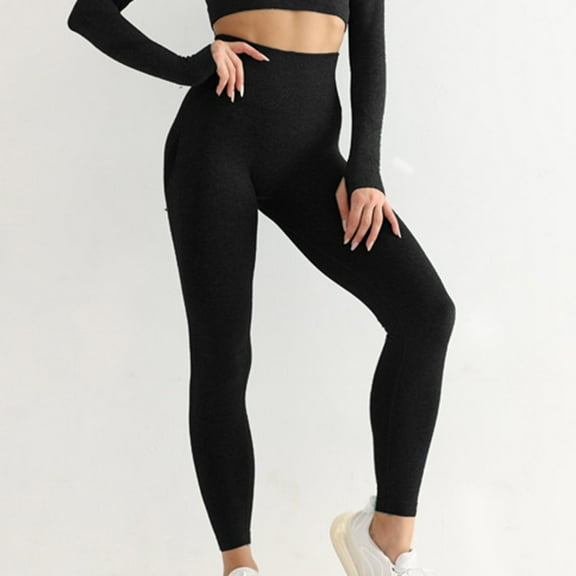 Hvyesh High Waisted Yoga Pants Women Running Workout Jogger Trouses Tummy Control Butt Lift Yoga Leggings Quick Drying Stretchy Long Pants