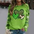 thumbnail image 1 of Hvyesh Holiday Clearance Womens Spring Tops Shamrock Heart Graphic Tees Round Neck Long Sleeve Loose T-Shirt Shirts St Patty's Lucky T-Shirt Irish Top, 1 of 5