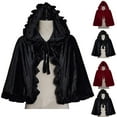 thumbnail image 1 of Hvyesh Hood Cape Women Grils Red Velvet Cape Puffer Hem Lace Up Cloak Halloween Costume Capes, 1 of 5