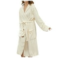 thumbnail image 1 of Hvyesh Kimono Robe for Women Long Hooded Bathrobe Trendy Terry Cloth Robes Knee Length Shawl Collar Towel Bathrobe Comfy Home Pajamas, 1 of 5