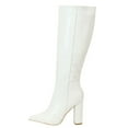thumbnail image 1 of Hvyesh Knee High Boots for Women Gogo Boots 70s Boots,Leather Pointed Toe Chunky Knee High Thick Soled Dress Boots, Fashion Long Chunky Tall Gogo Boots for Fall, 1 of 5