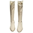 thumbnail image 1 of Hvyesh Knee High Boots for Women Gogo Boots 70s Boots,Leather Pointed Toe Chunky Knee High Thick Soled Dress Boots, Fashion Long Chunky Tall Gogo Boots for Fall, 1 of 5