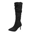 thumbnail image 1 of Hvyesh Knee High Boots for Women Sexy Stiletto High Heel Gogo Boots,Leather Pointed Toe Chunky Knee High Platform Dress Boots, Fashion Long Chunky Tall Gogo Boots for Fall, 1 of 5