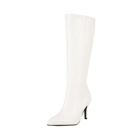 Hvyesh Knee High Boots for Women Stiletto High Heel Gogo Boots,Leather Pointed Toe Chunky Knee High Thick Soled Dress Boots, Fashion Long Chunky Tall Gogo Boots for Fall