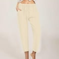 thumbnail image 1 of Hvyesh Linen Pants for Women Elastic High Waisted Pants Casual Wide Leg Long Lounge Pant Trousers with Pocket, 1 of 6