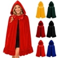 thumbnail image 1 of Hvyesh Little Red Riding Hood Cape Ruffled Bow Capelet Halloween Christmas Fancy Red Cloak with Hood, 1 of 10