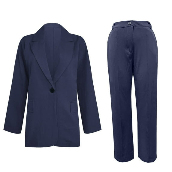 Hvyesh Long Blazer Sets Women Plus Size 2 Piece Outfits Casual Solid Open Front Blazer and Pencil Pant Suits Set Trendy Work Office Blazer Suits
