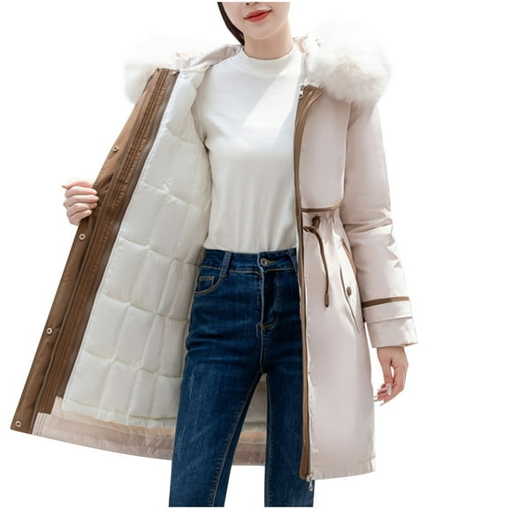 Hvyesh Long Puffer Coat for Women Plus Size Jacket Winter Zipper Up Mid-Length Slim Padded Jacket 2025 Mother's Parka Coat
