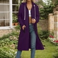 thumbnail image 1 of Hvyesh Long Zip up Hoodie Women Casual Drawstring Hooded Sweatshirt Cardigan Trendy Solid Long Jackets Winter Coats, 1 of 4