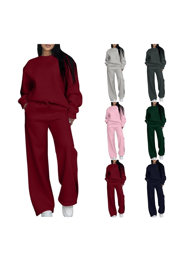Lounge Sets for Women 2 Piece Outfit Matching Lounge Set Sweatsuits Crewneck Sweatshirt Casual Sweatpants Outfits for Woman