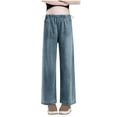 thumbnail image 1 of Hvyesh Maternity Drawstring Wide Leg Jeans High Elastic Waisted Stretch Long Pants Loose Fit Trouser Jeans Denim Pants, 1 of 6