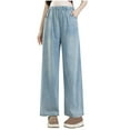 thumbnail image 1 of Hvyesh Maternity Drawstring Wide Leg Jeans High Elastic Waisted Stretch Long Pants Loose Fit Trouser Jeans Denim Pants, 1 of 6