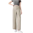 thumbnail image 1 of Hvyesh Maternity Plus Size Pants Women Over the Belly Wide Leg Pants Drawsting High Waisted Casual Pants Pregnancy Straight Leg Pants with Pockets, 1 of 5