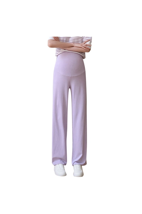 Maternity Stretchy Wide Leg Lounge Pants Women Casual High Waist Over the Belly Pants Pregnancy Mama Loose Fit Yoga Workout Trousers