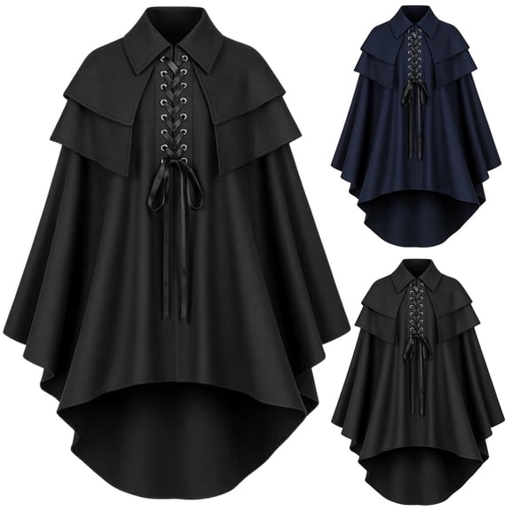 Hvyesh Medieval Cape Cloak for Men Steampunk Costume Unisex Halloween Cosplay Gothic Party Cape
