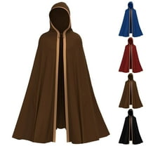 Hvyesh Medieval Cloak with Hood Halloween Renaissance Hooded Cape for Men and Women Gothic Long Robe