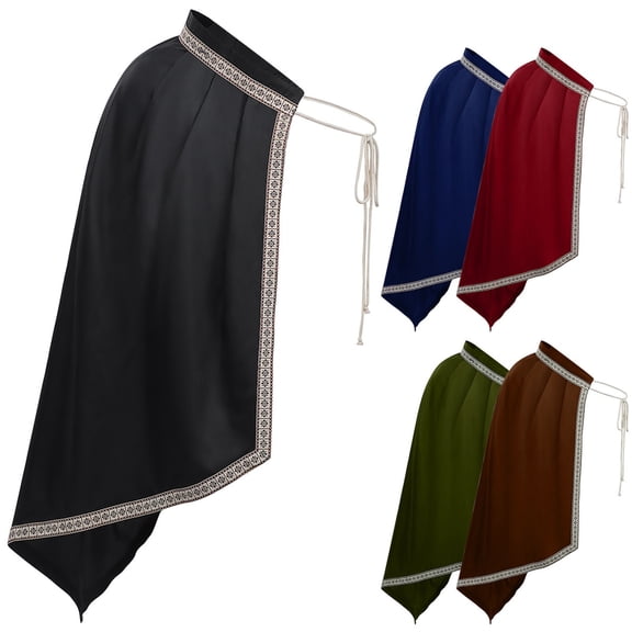 Hvyesh Medieval Half Shoulder Cape for Mens,Renaissance Shawl for Halloween Cosplay Medieval Cape