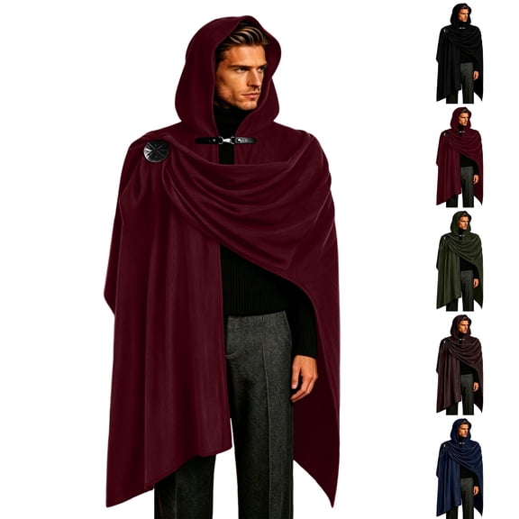 Hvyesh Medieval Hooded Cloak Renaissance Cape for Men and Women Halloween Party Cosplay Costume