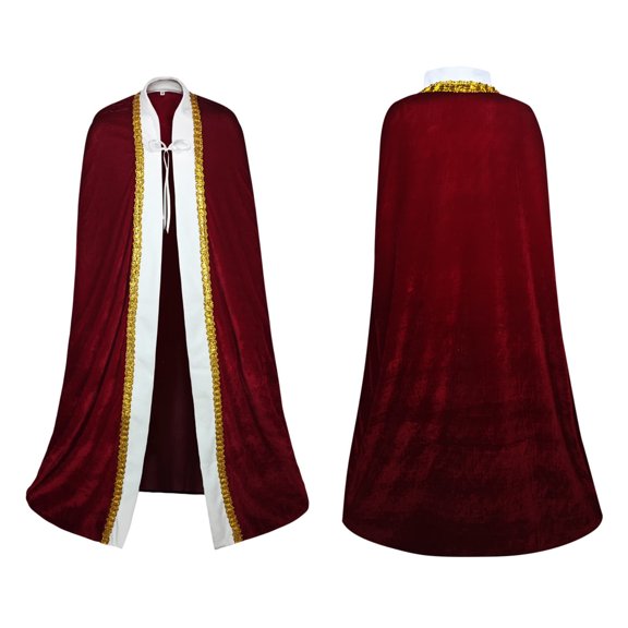 Hvyesh Medieval King Costume Royal Queen Robe Medieval Full Length Cape