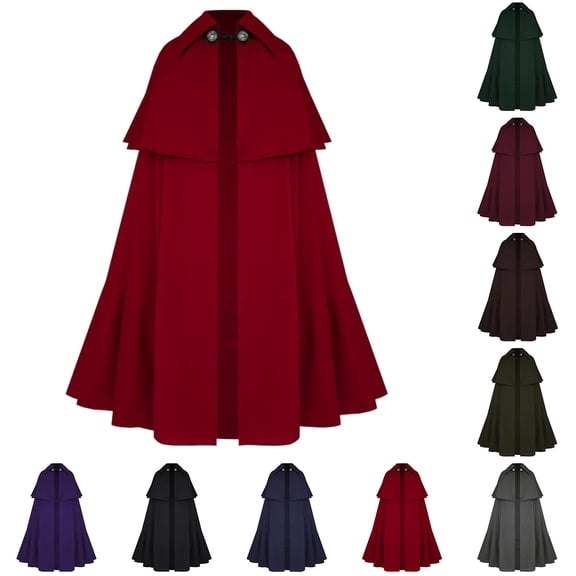 Hvyesh Medieval Renaissance Knight Cape Cloak for Men Steampunk Costume Halloween Cosplay Gothic Party Cape