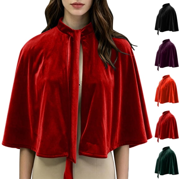 Hvyesh Medieval Shawl Women Renaissance Velvet Cape Wraps Costume Gothic Cloak for Party