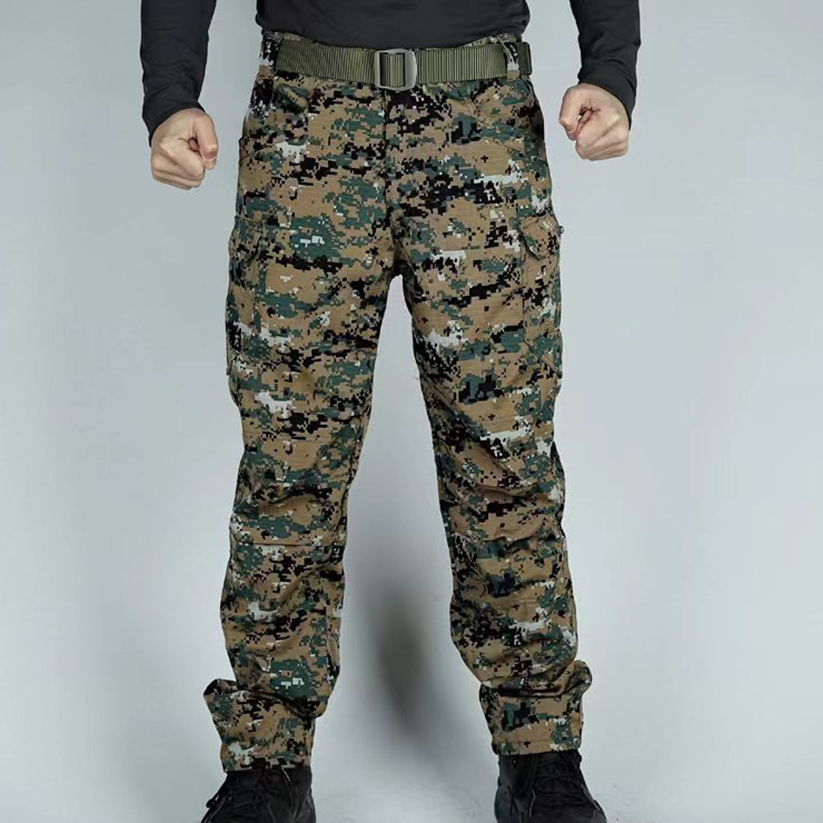 Hvyesh Men Big and Tall Camo Tactical Pants Casual Multiple Pockets