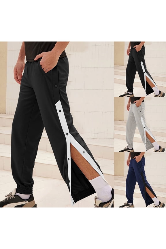 Men Big and Tall Side Zipper Pants Casual Wide Leg Elastic Waist Sweatpants Breakaway Post Surgery Pants