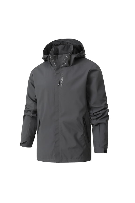 Men Big and Tall Softshell Jackets,Mens Zip Up Waterproof Jacket Casual Solid Drawstring Pockets Hooded Coat Winter Thermal Fleece Windbreaker