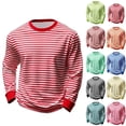 thumbnail image 1 of Hvyesh Men Big and Tall Striped T Shirts Loose Long Sleeve Crew Neck Tee Casual Basic Blouse Spring Fall Undershirt, 1 of 7