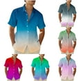 thumbnail image 1 of Hvyesh Men Casual Button Down Tshirt Big and Tall Tie Dye Gradient Hawaiian Shirts Trendy Beach Shirt, 1 of 5