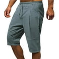 thumbnail image 1 of Hvyesh Men Cotton Linen Work Shorts Big and Tall Summer Beach Shorts Elastic Waist Drawstring Shorts Lightweight Work Outdoor Fishing Shorts, 1 of 8
