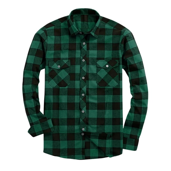 Hvyesh Men Flannel Shirt, Long Sleeve Plaid Button Down Tshirt, Casual Shirt for Men Work Tee Shirts