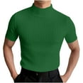 thumbnail image 1 of Hvyesh Men Mock Turtleneck Tshirt Ribbed High Collar Short Sleeve Pullover Tops Summer Basic Fitted Muscle Undershirt, 1 of 7
