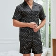 thumbnail image 1 of Hvyesh Men Pajama Set Summer Pjs Sleepwear Nightwear 2 Piece Sets Lightweight Silk Buttons Short Sleeve Tops Shorts Set Loose Loungwear Outfit With Pocket, 1 of 4