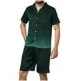 thumbnail image 1 of Hvyesh Men Satin Silk Pajamas Set with Pockets Sleepwear Shorts Satin Summer Loungewear 2 Piece Button Down Set, 1 of 5