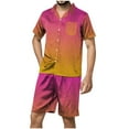 thumbnail image 1 of Hvyesh Men Satin Silk Pajamas Set with Pockets Sleepwear Shorts Satin Summer Loungewear 2 Piece Button Down Set, 1 of 5